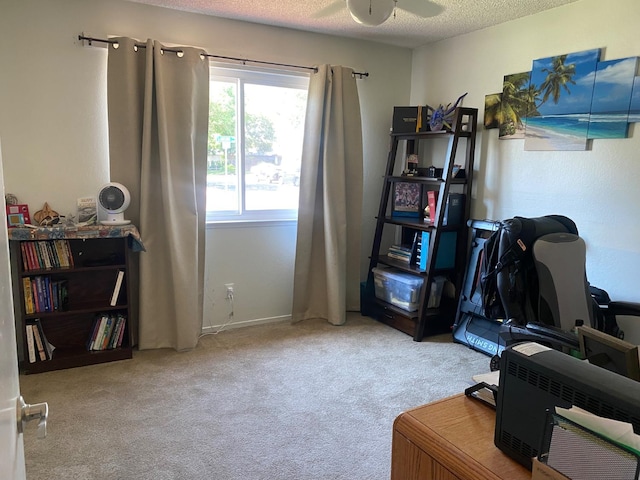 5815 E Lansing Way, Fresno, CA 93727 - carpeted office featuring a textured ceiling and ceiling fan