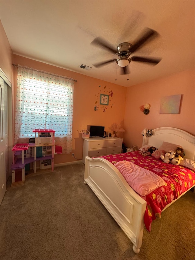 5312 W Cotton Ave, Fresno, CA 93722 - carpeted bedroom featuring a closet and ceiling fan
