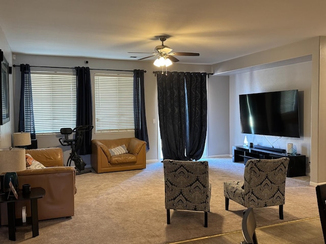 5312 W Cotton Ave, Fresno, CA 93722 - carpeted living room featuring ceiling fan