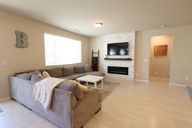4090 Buckingham Ave, Clovis, CA 93619 - living room with a stone fireplace and baseboards