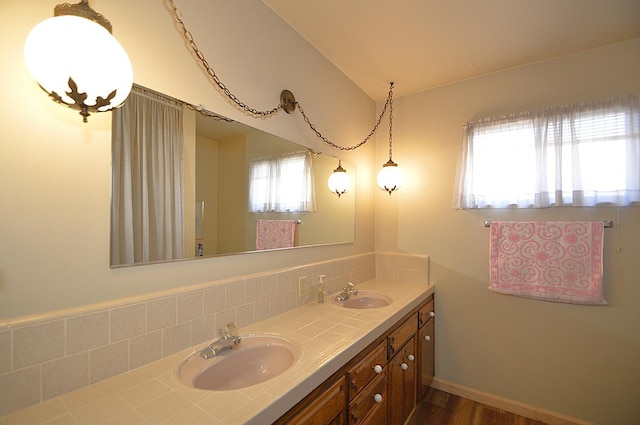 1692 W Tenaya Way, Fresno, CA 93711 - bathroom featuring double vanity and wood finished floors