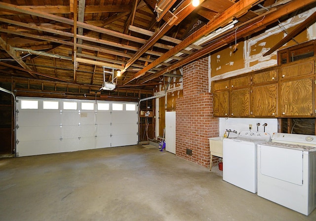 1692 W Tenaya Way, Fresno, CA 93711 - garage with a sink, washing machine and clothes dryer, and a garage door opener