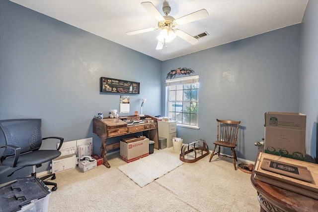 3159 Cedar Creek Ln, Madera, CA 93637 - carpeted office with a ceiling fan