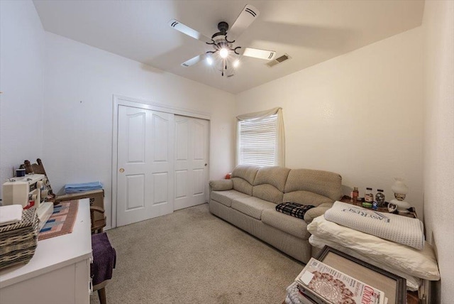 3159 Cedar Creek Ln, Madera, CA 93637 - living room with a ceiling fan and carpet flooring