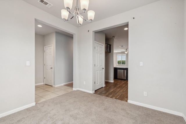 2830 Leanna Ave, Fresno, CA 93737 - empty room with carpet, a chandelier, baseboards, and recessed lighting