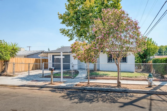 153 Birch, Fresno, CA 93650 - view of front facade with stucco siding, a fenced front yard, and a gate