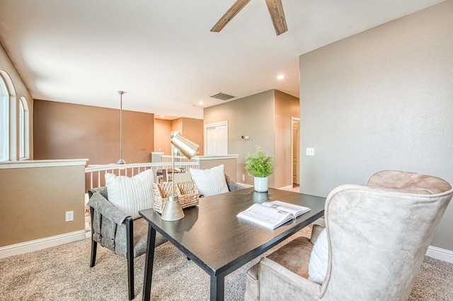 2631 Wrenwood Ave, Clovis, CA 93611 - office featuring a ceiling fan, carpet floors, baseboards, and recessed lighting