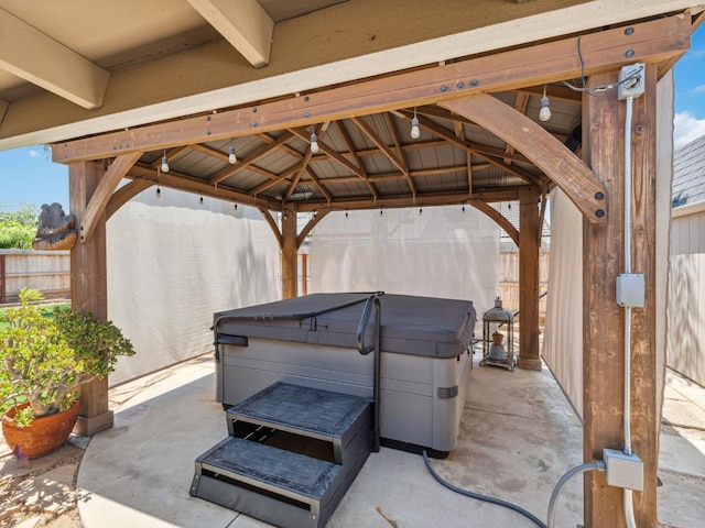 279 Lily Ave, Sanger, CA 93657 - view of patio with a hot tub and a gazebo