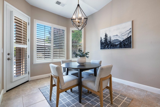 1977 N Dara Ave, Clovis, CA 93619 - dining area featuring a chandelier and tile patterned flooring