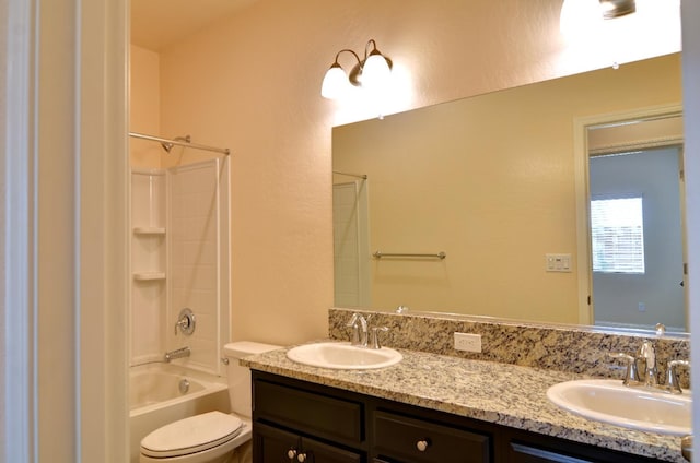 2129 La Canada Ave, Clovis, CA 93619 - full bathroom featuring double vanity, toilet, and shower / bathtub combination