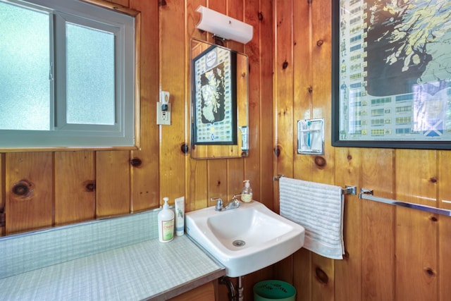 1140 Pine St, Fish Camp, CA 93623 - bathroom with a sink and wooden walls
