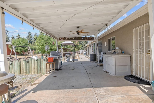 8519 E Olive Ave, Fresno, CA 93737 - view of patio / terrace with a ceiling fan