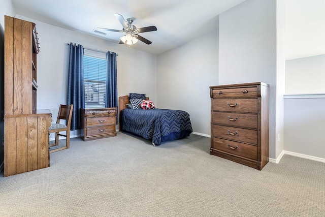 73 W Bordeaux Ln, Clovis, CA 93619 - bedroom with light carpet, baseboards, and ceiling fan