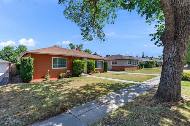 826 W Fedora Ave, Fresno, CA 93705 - ranch-style home with a front lawn and a chimney