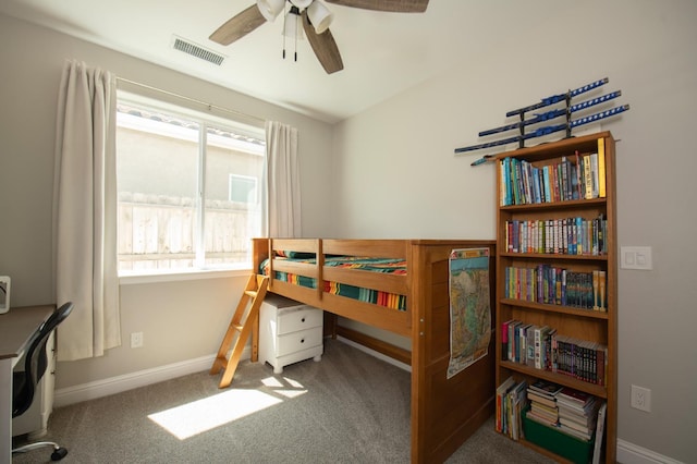 511 Timberline Way S, Madera, CA 93636 - carpeted bedroom with an office area, multiple windows, baseboards, and a ceiling fan