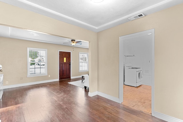 3446 E Lamona Ave, Fresno, CA 93703 - foyer entrance featuring ceiling fan and wood finished floors