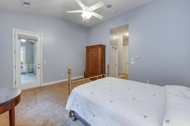 3126 San Gabriel Ave, Clovis, CA 93619 - carpeted bedroom featuring vaulted ceiling, baseboards, and ceiling fan