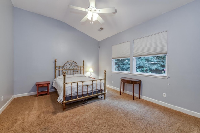 3126 San Gabriel Ave, Clovis, CA 93619 - carpeted bedroom with vaulted ceiling, baseboards, and a ceiling fan