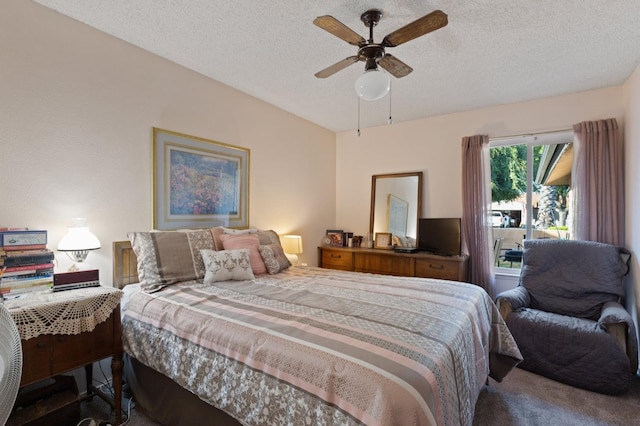 2724 Monocott Dr, Madera, CA 93637 - bedroom with a textured ceiling, a ceiling fan, and carpet floors