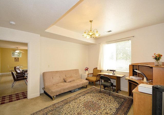 1756 N Holly Ave, Clovis, CA 93619 - office area featuring a chandelier, baseboards, and light colored carpet