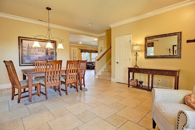 3356 N Burgan Ave, Fresno, CA 93727 - dining room featuring crown molding and stairs