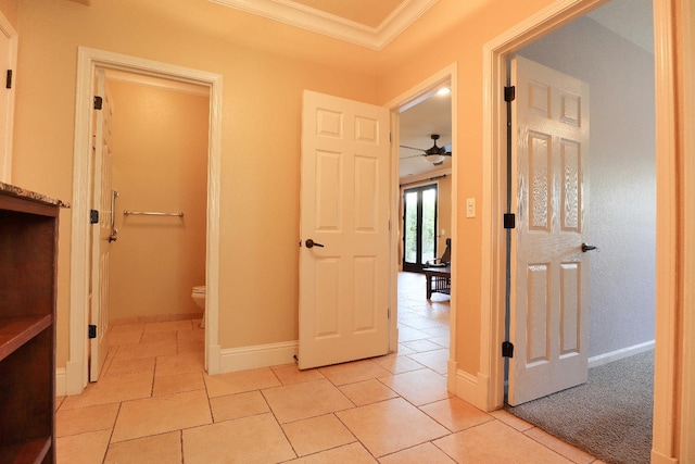 3356 N Burgan Ave, Fresno, CA 93727 - hall featuring crown molding and light tile patterned floors