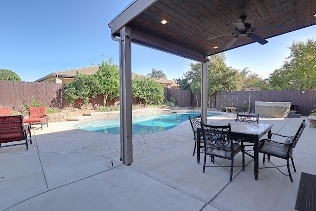 3356 N Burgan Ave, Fresno, CA 93727 - view of pool with a patio, a fenced backyard, and a hot tub