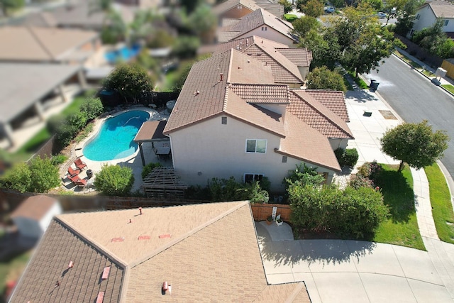 3356 N Burgan Ave, Fresno, CA 93727 - aerial view of property and surrounding area featuring a pool