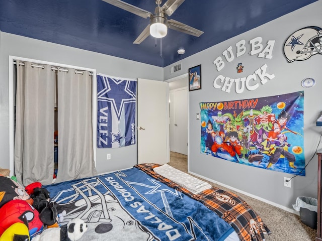 7352 N Adoline Ave, Fresno, CA 93711 - carpeted bedroom featuring baseboards and ceiling fan