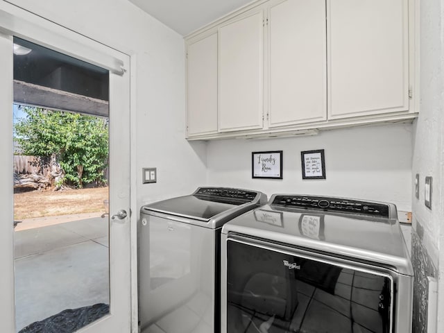 7352 N Adoline Ave, Fresno, CA 93711 - laundry room featuring cabinet space and washing machine and clothes dryer