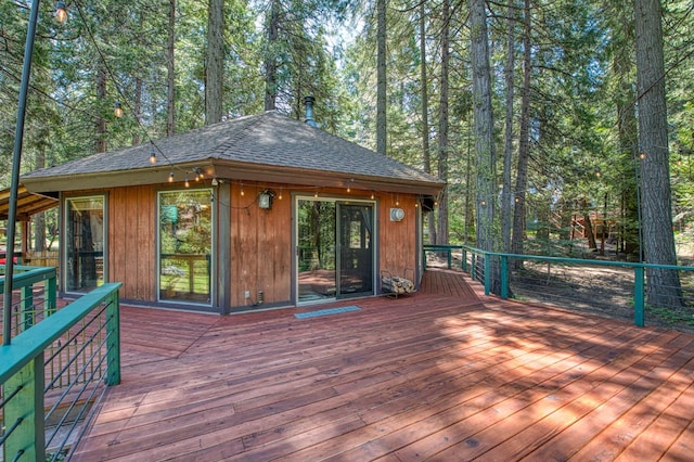 42272 Hanging Branch Rd, Shaver Lake, CA 93664 - view of wooden deck