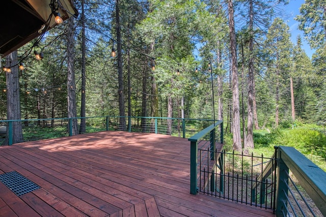 42272 Hanging Branch Rd, Shaver Lake, CA 93664 - wooden terrace with a forest view