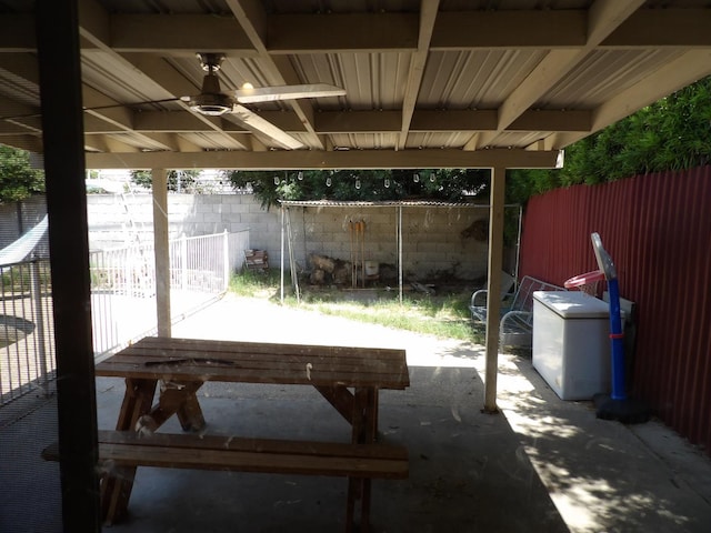 4321 Buckingham Way, Fresno, CA 93726 - view of patio with ceiling fan