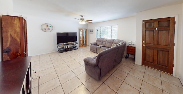 33491 Rd 233, North Fork, CA 93643 - living area featuring a ceiling fan and light tile patterned floors