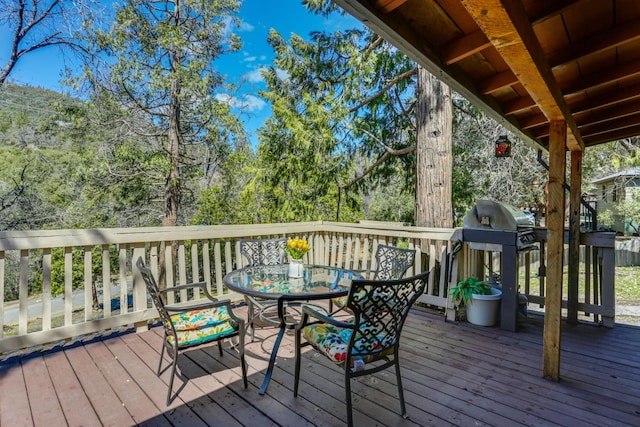 35859 Rd 222, Wishon, CA 93669 - wooden terrace with outdoor dining space and area for grilling