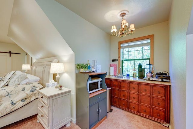 35859 Rd 222, Wishon, CA 93669 - office space featuring light carpet, a chandelier, and lofted ceiling