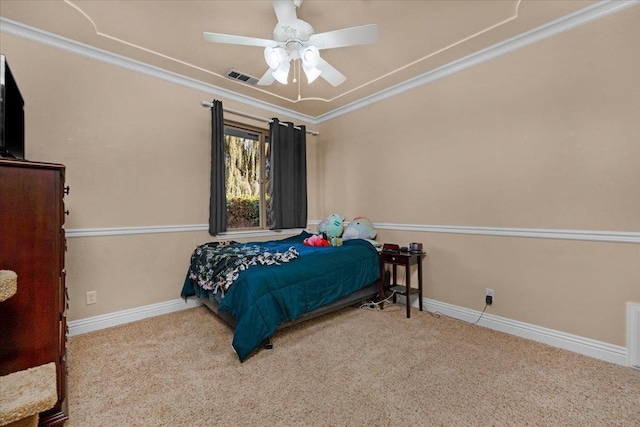 2707 W Menlo Ave, Fresno, CA 93711 - carpeted bedroom featuring ornamental molding and ceiling fan