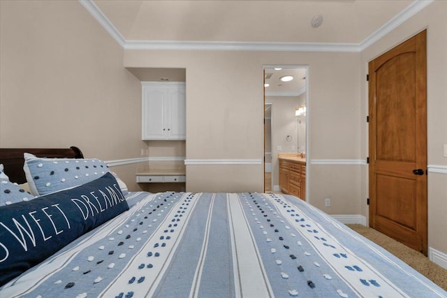 2707 W Menlo Ave, Fresno, CA 93711 - bedroom featuring crown molding and ensuite bathroom