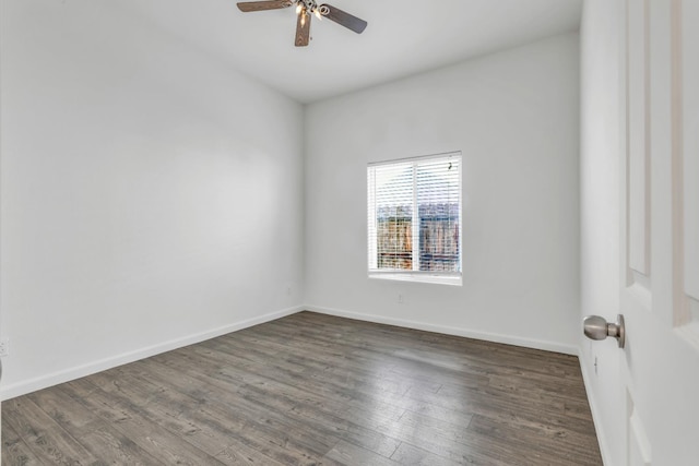 6674 E Alta Ave, Fresno, CA 93727 - unfurnished room with dark wood-type flooring, a ceiling fan, and baseboards