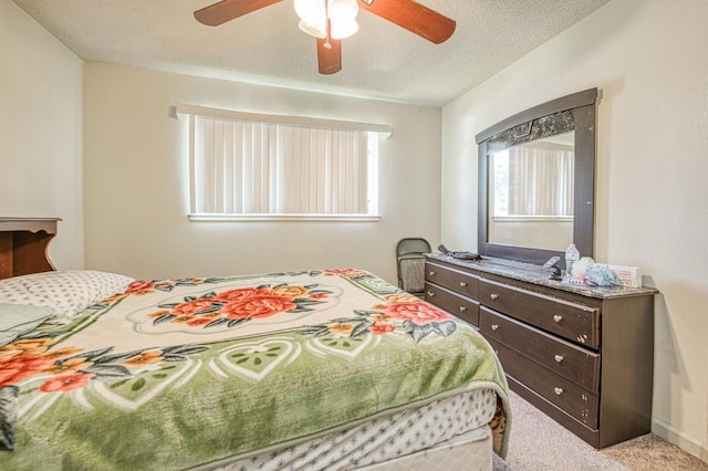 1431 N Willow Ave, Fresno, CA 93727 - bedroom with carpet flooring, a textured ceiling, and ceiling fan