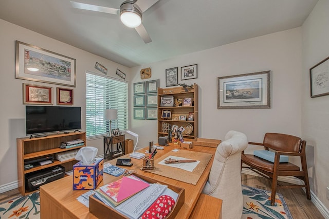 6772 N Wembley Dr, Fresno, CA 93711 - office space featuring wood finished floors, baseboards, and ceiling fan