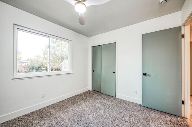 17367 Camden Dr, Madera, CA 93638 - unfurnished bedroom featuring baseboards, carpet flooring, a closet, and ceiling fan