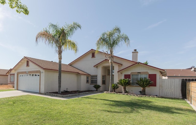 6412 E Inyo St, Fresno, CA 93727 - single story home featuring an attached garage, a chimney, and concrete driveway