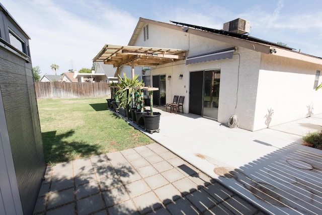 6412 E Inyo St, Fresno, CA 93727 - back of property featuring a patio area, stucco siding, a pergola, and cooling unit