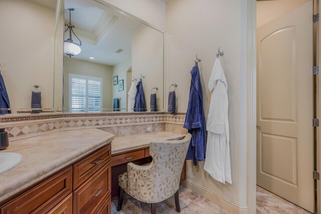2136 E Royal Dornoch Ave, Fresno, CA 93730 - bathroom with tasteful backsplash and vanity
