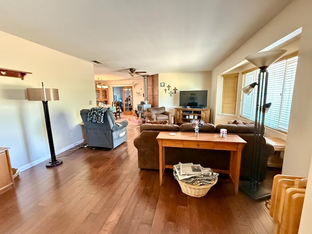 31117 Longview Ln E, Coarsegold, CA 93614 - living room with wood-type flooring and ceiling fan
