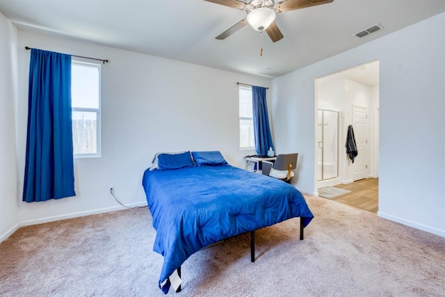 6659 E Vassar Ave, Fresno, CA 93727 - bedroom with carpet, multiple windows, baseboards, and a ceiling fan