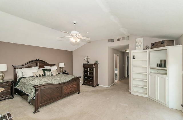 311 S Fowler Ave, Fowler, CA 93625 - bedroom featuring vaulted ceiling, light colored carpet, baseboards, and a ceiling fan