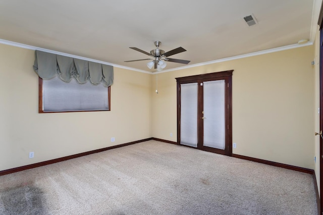 450 W Alluvial Ave, Clovis, CA 93611 - carpeted spare room with crown molding, baseboards, and a ceiling fan