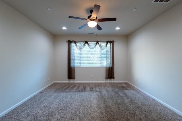 3083 N Stanley Ave, Fresno, CA 93737 - unfurnished room featuring a ceiling fan, recessed lighting, carpet, and baseboards